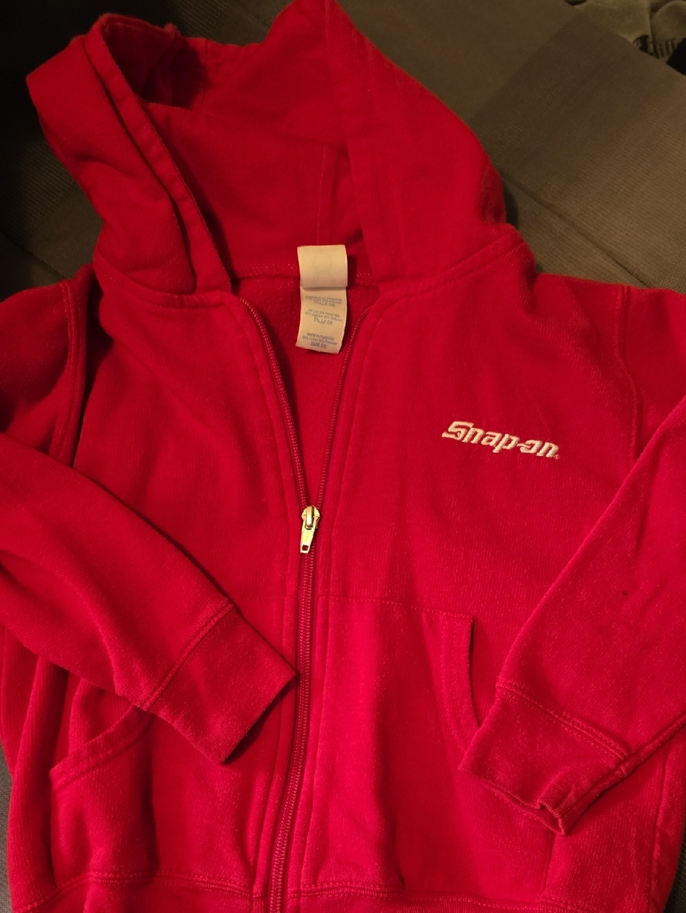 Snap Red Zip-Up Hoodie with Embroidered Logo